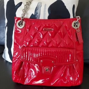 Coach handbag, cherry red patent leather